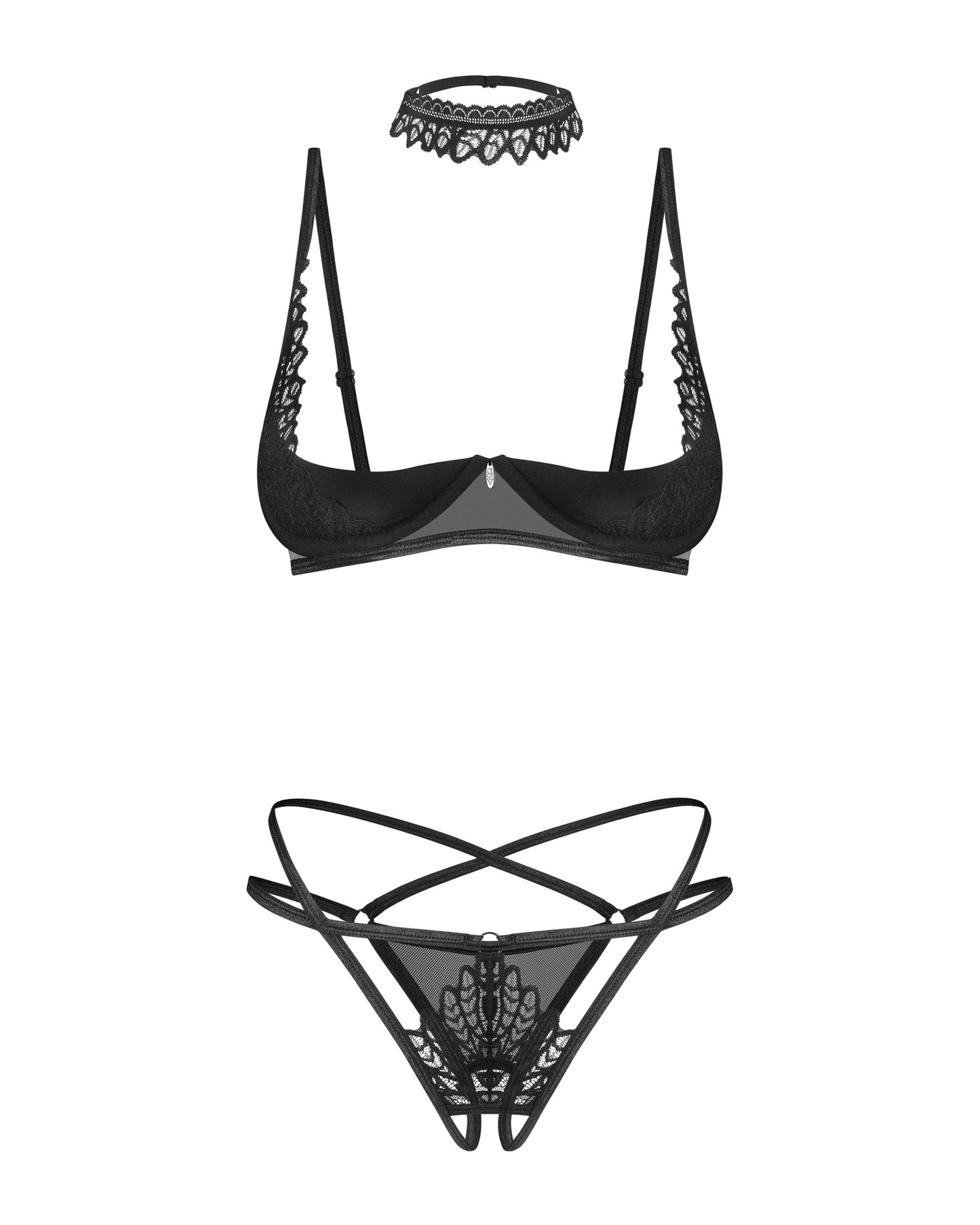 Sexy Open Cup Bra & Crotchless Thong Set Obsessive Donarella